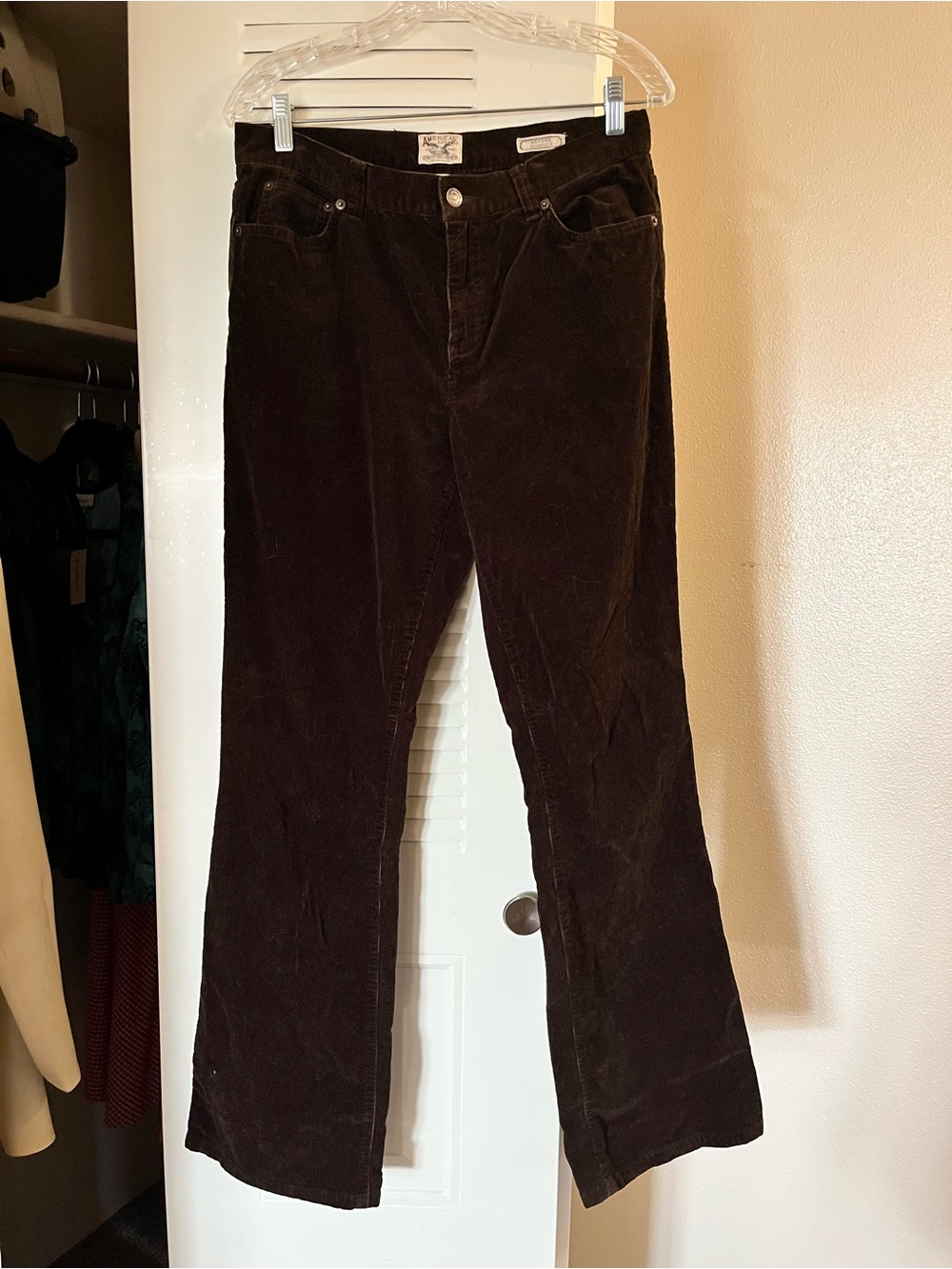 American Living Women's Corduroy Wide Leg Jeans in Dark Brown